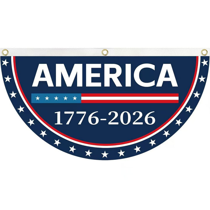 Unisex half-circle banner made of weatherproof polyester with metal eyelets and reinforced seams Kalsten