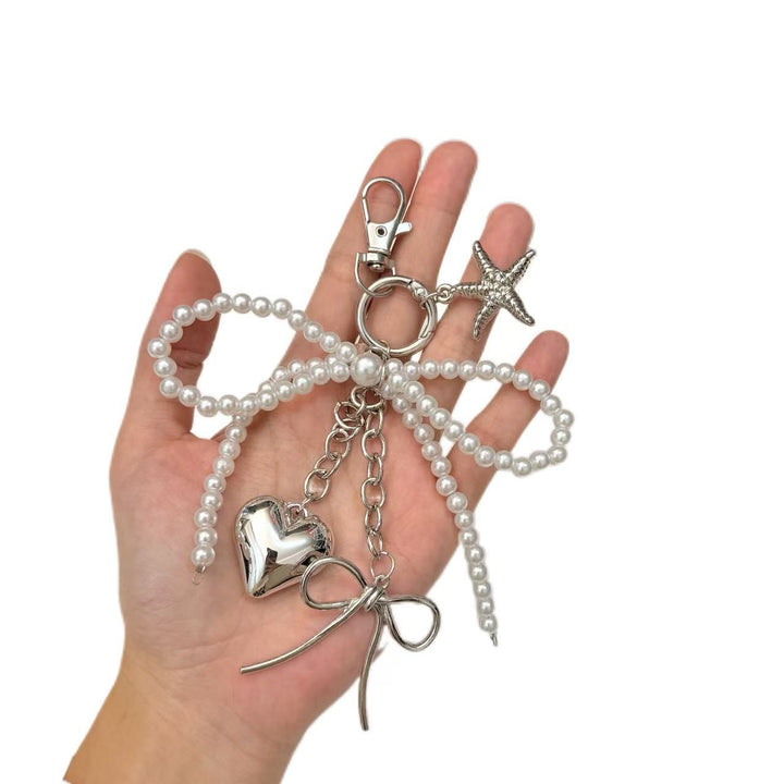 Pearl and Bow Charm Keychain Kalsten