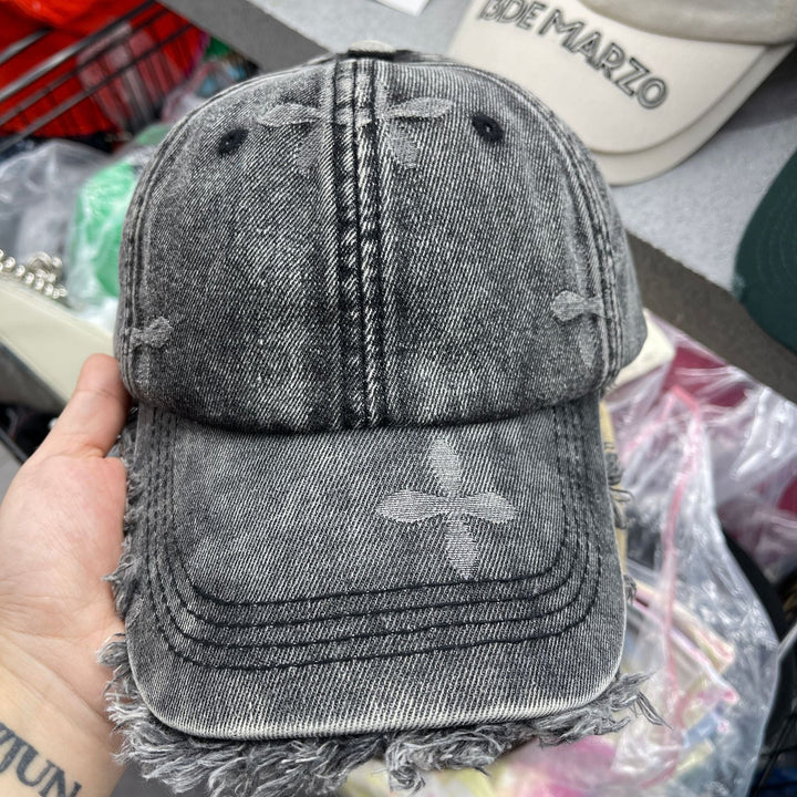 Women's Distressed Denim Fringe Baseball Cap Kalsten