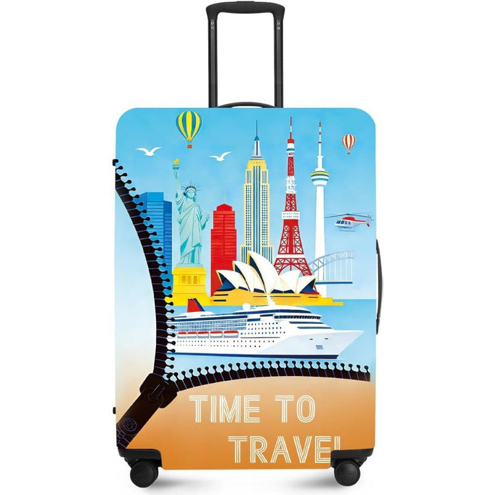 Unisex nan elastic suitcase cover with UV-resistant motif print and zip opening Kalsten