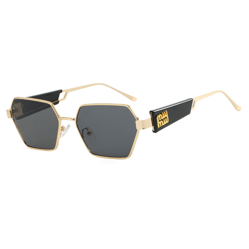 Ladies hexagonal sunglasses with elegant metal frame and protective lenses Kalsten
