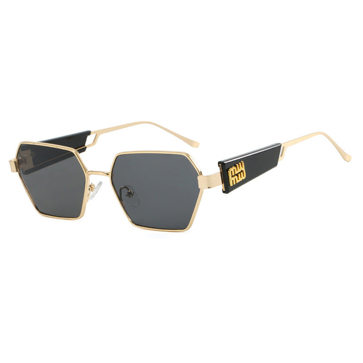 Ladies hexagonal sunglasses with elegant metal frame and protective lenses Kalsten