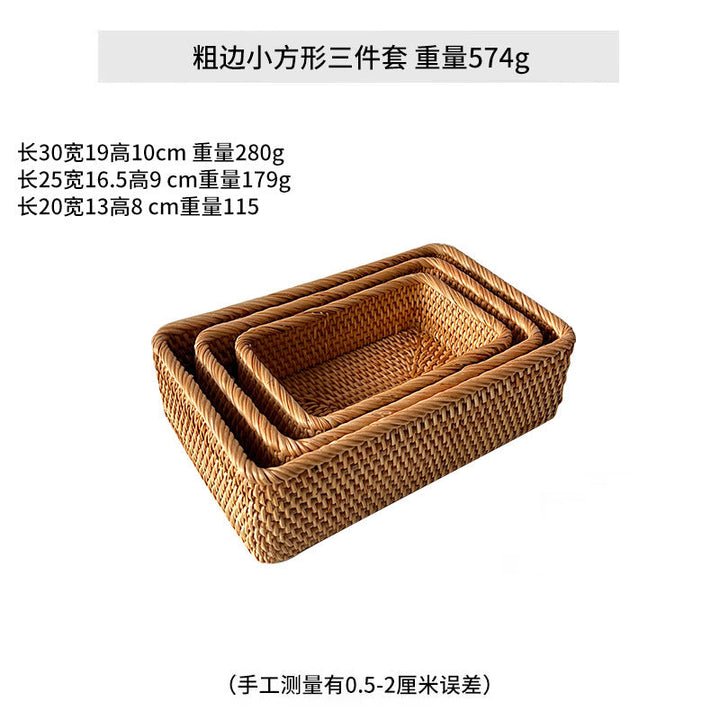 Women rectangular storage basket made of handwoven natural material Kalsten