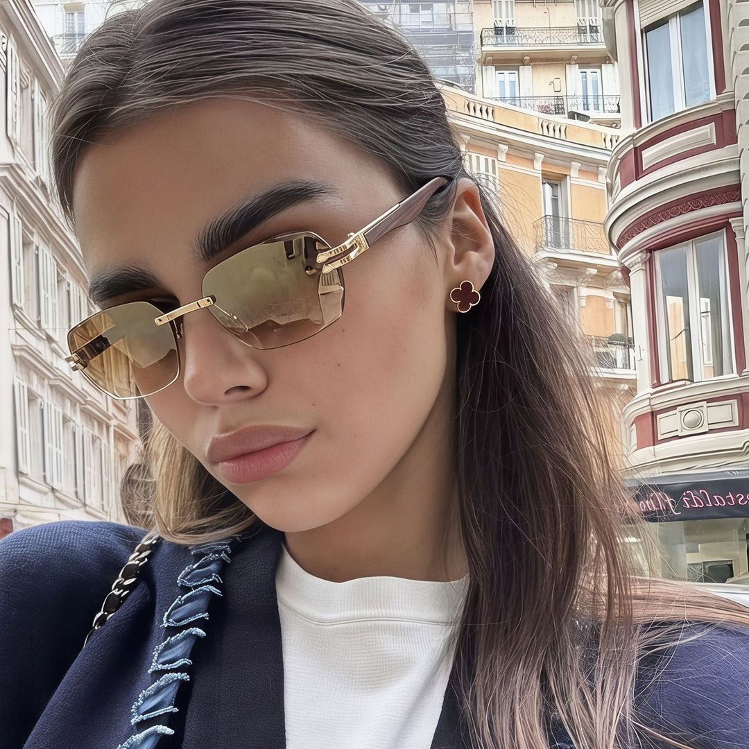 Men's Elegant Square Sunglasses with Wooden Temples Kalsten