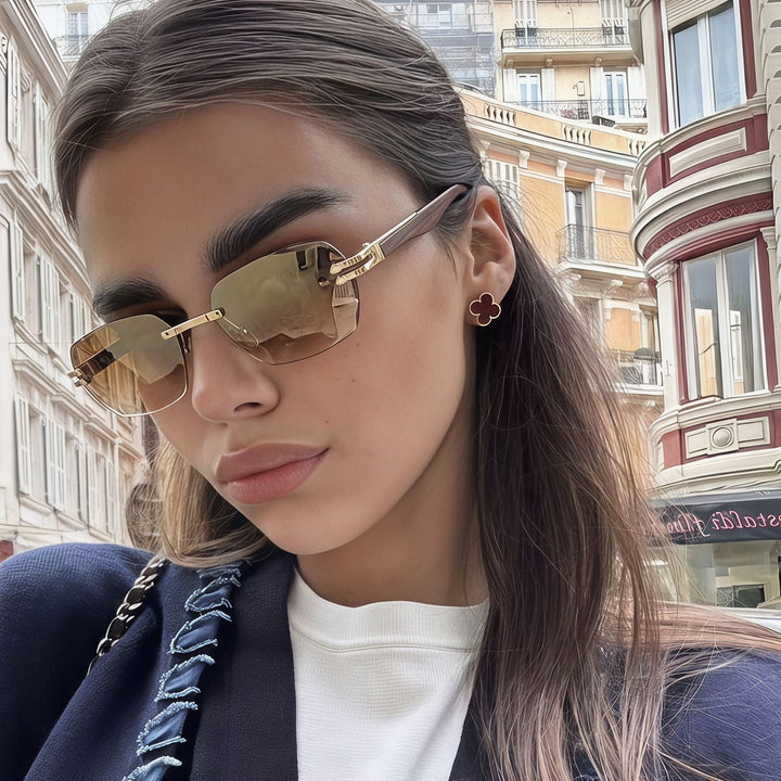 Men's Elegant Square Sunglasses with Wooden Temples Kalsten
