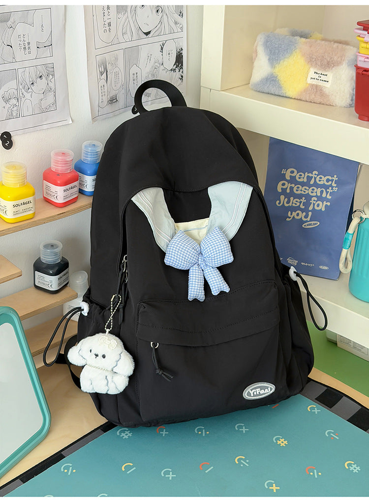Casual Bow-Detail School Backpack