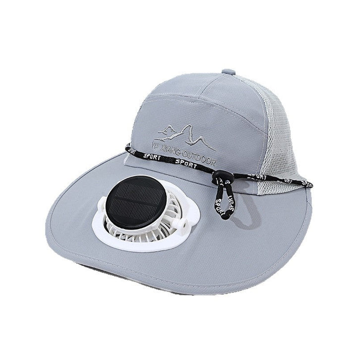 Ventilated outdoor sun hat with integrated solar fan detachable solar panel breathable mesh and adjustable chin strap Kalsten