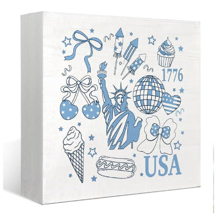 Unisex nan rustic canvas print with patriotic strawberry heart motif and vintage finish Kalsten