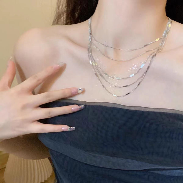 Layered Silver Chain Necklace Kalsten