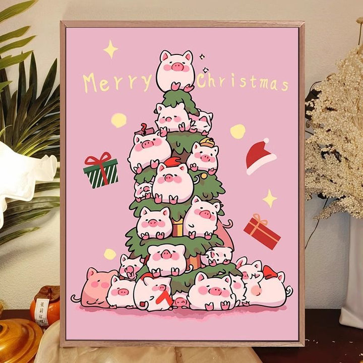 Whimsical Cat-Themed Holiday Canvas Art Print Kalsten