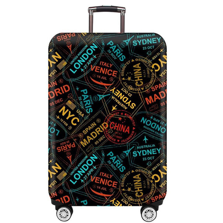 Unisex nan elastic Suitcase Cover with urban Doodle pattern, zipper and all-round protection for 4-wheel trolleys Kalsten