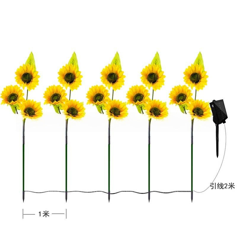 Solar-Powered Outdoor Garden Stake Lights With Realistic Sunflower Blooms And Waterproof Solar Controller Kalsten