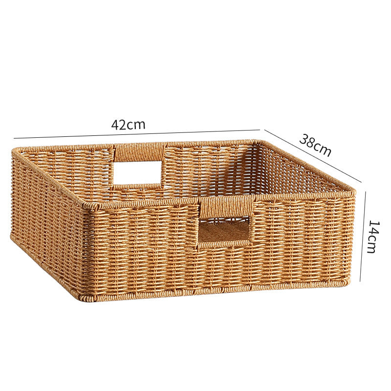 Handwoven Rectangular Storage Basket with Cut-Out Handles Kalsten