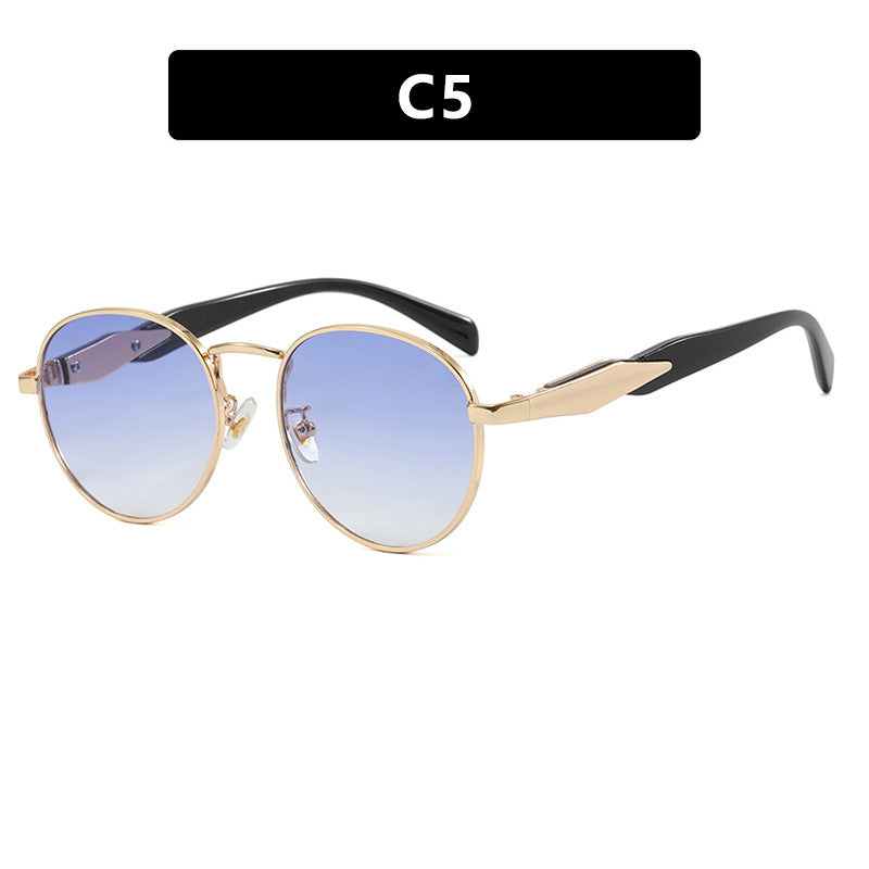 Women's round sunglasses with elegant, golden frame and UV protection Kalsten