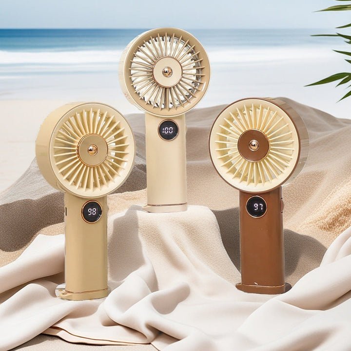 Cooling handheld rechargeable mini fan with touch speed display and detachable desktop stand Kalsten