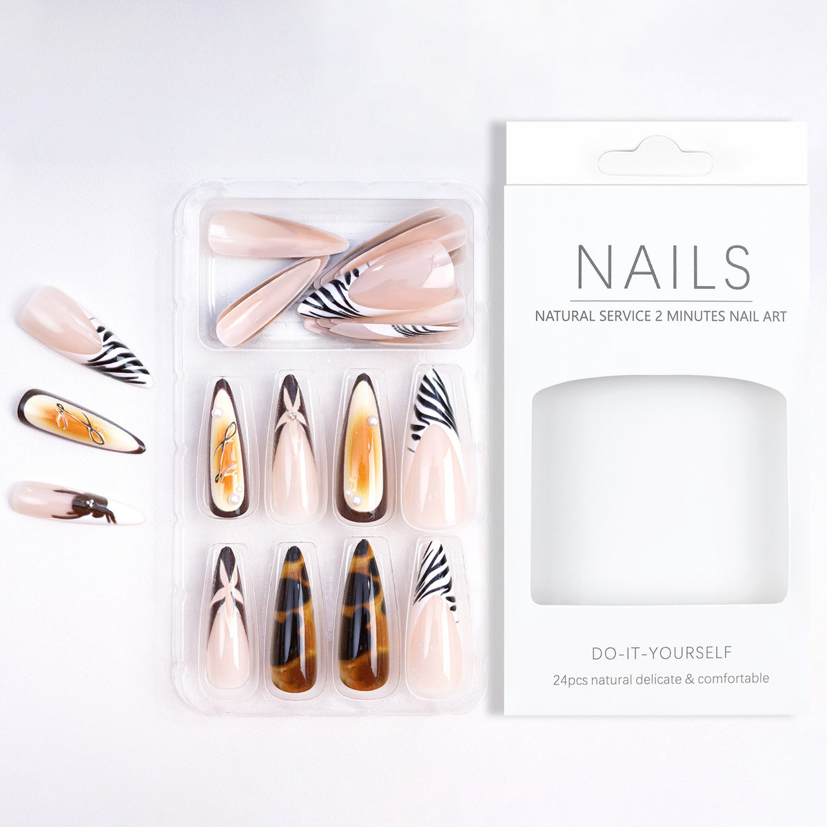 Artificial nails with elegant droplet and animal designs Acalora