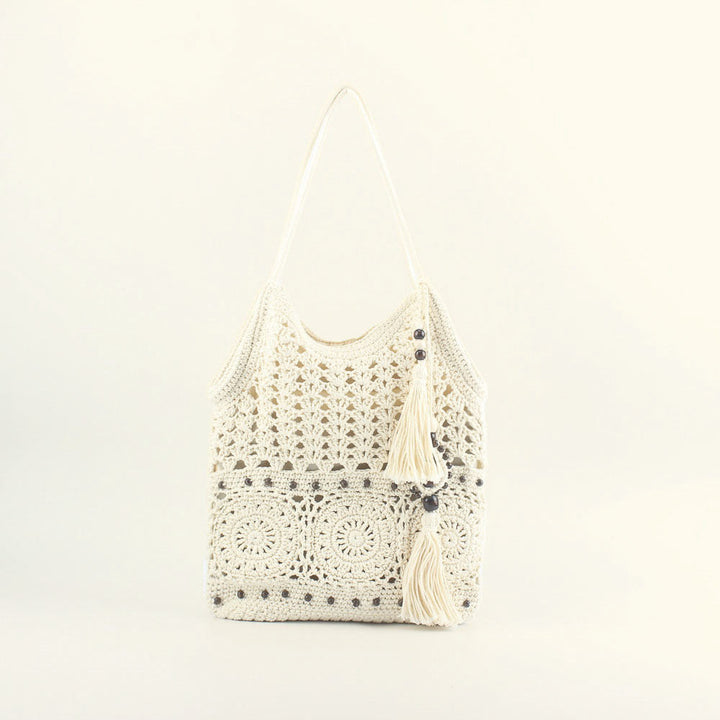Crochet handbag with fringed accents Kalsten