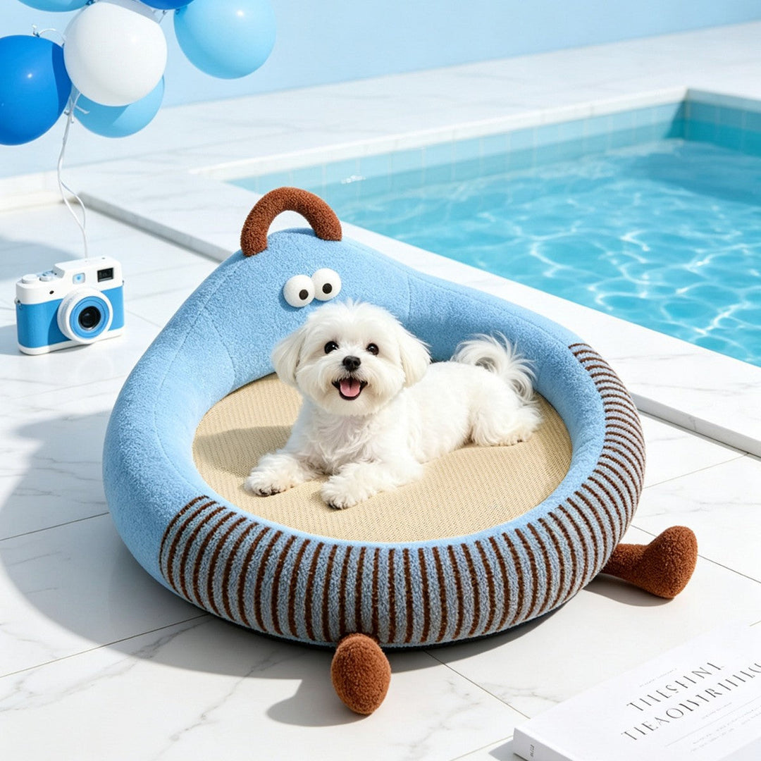 Unisex nan round padded cat and small dog bed with raised edge and sisal sleeping area Kalsten
