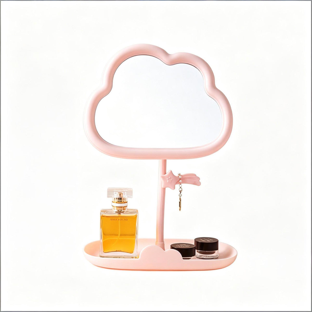 Cloud-Shaped Tabletop Makeup Mirror and Organizer