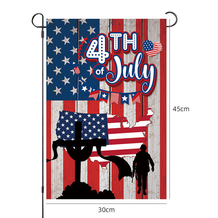 Unisex nano patriotic garden flag with USA map cross and soldier silhouette weatherproof polyester fabric Kalsten