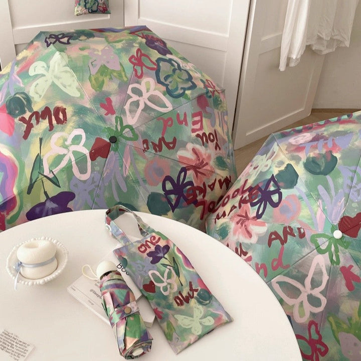Ladies Foldable Rainbow Retouch Rain Umbrella Kalsten