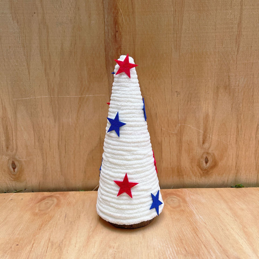 Independence Day patriotic festive tabletop cone centerpiece with felt star accents Kalsten