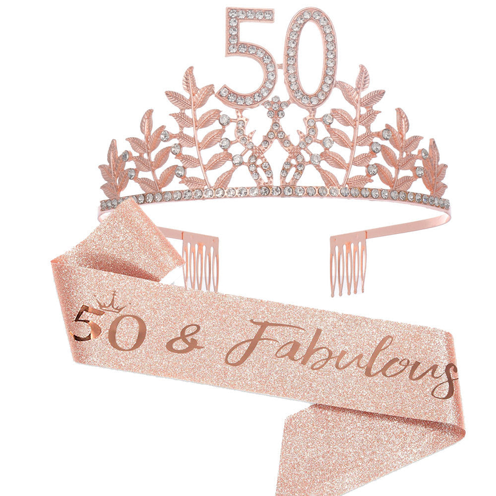 Women's Glamorous Birthday Crown with Shining Rhinestones Kalsten