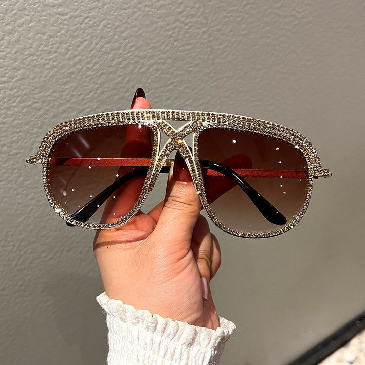 Women's Glamorous oversized Sunglasses with sparkling Crystal frame Kalsten