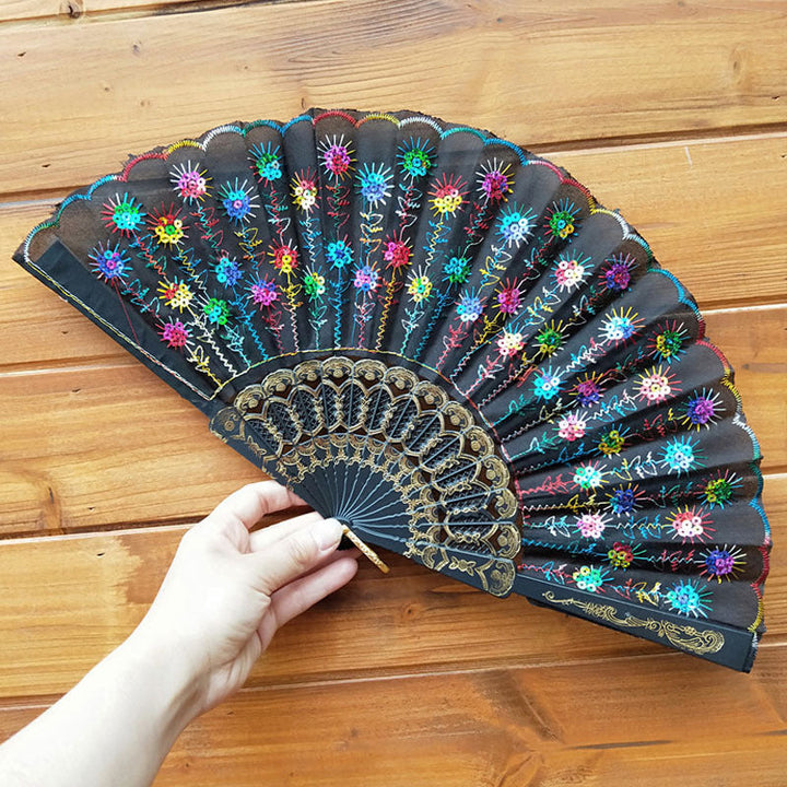 Ladies handcrafted fan with exquisite embroidery Kalsten