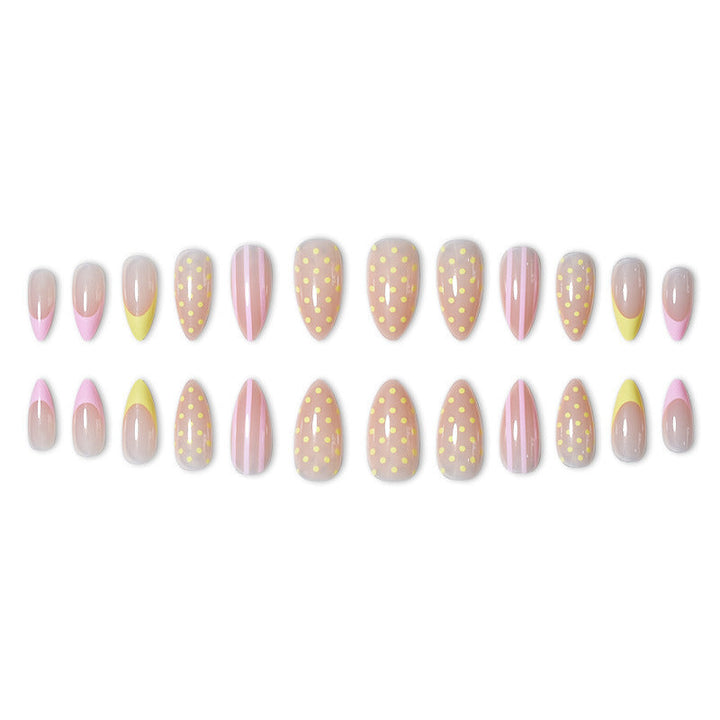 Artistic Press-On Nail Set with Polka Dot and Ombre Design Kalsten