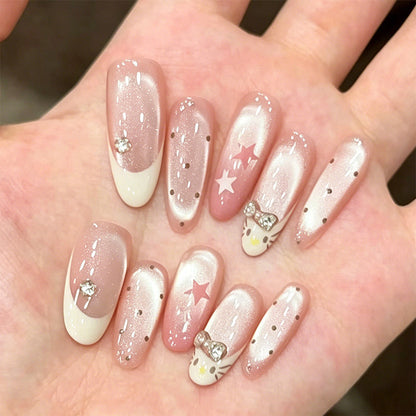 Artificial nail set with sparkling glitter accents Acalora