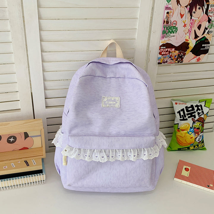 Elegant Ruffled Lace School Backpack