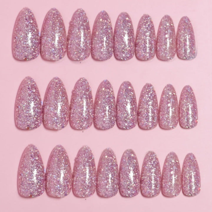 Glittering Almond-Shaped Press-On Nail Set Kalsten