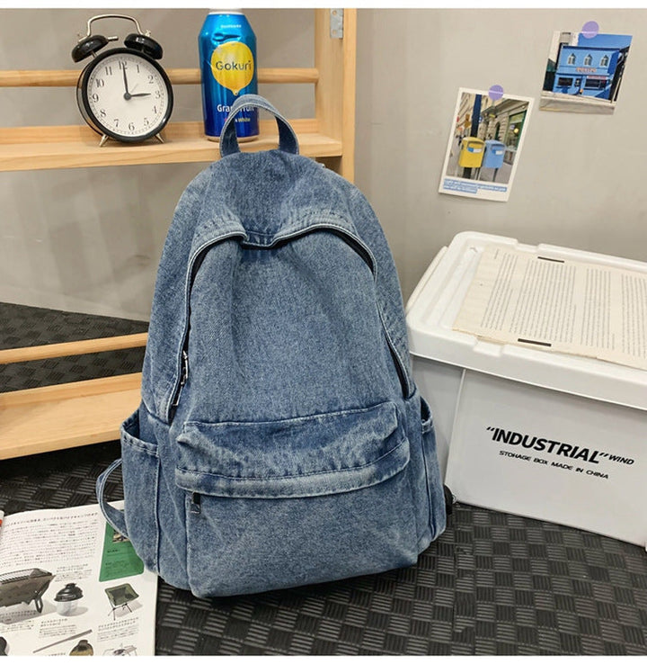 Casual Denim-Style School Backpack