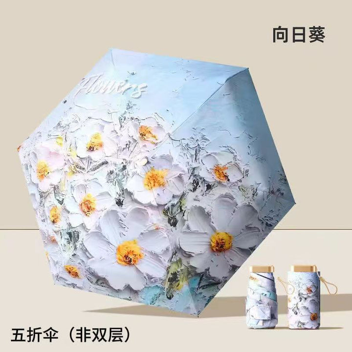 Women's Folding Umbrella with Detailed Floral 3D Design Kalsten