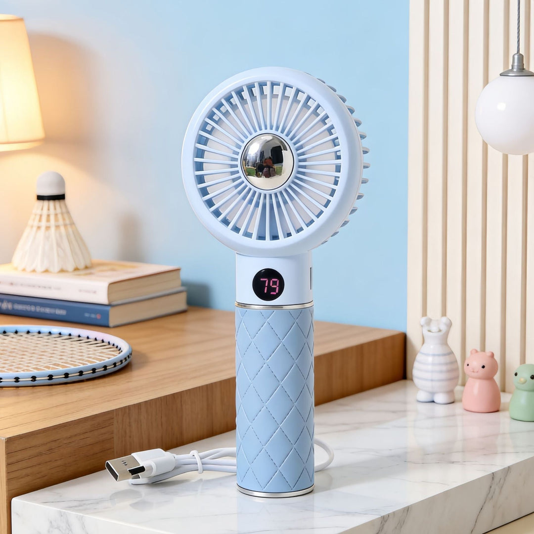 Portable Hand Fan with Digital Temperature Display and Comfortable Design Kalsten