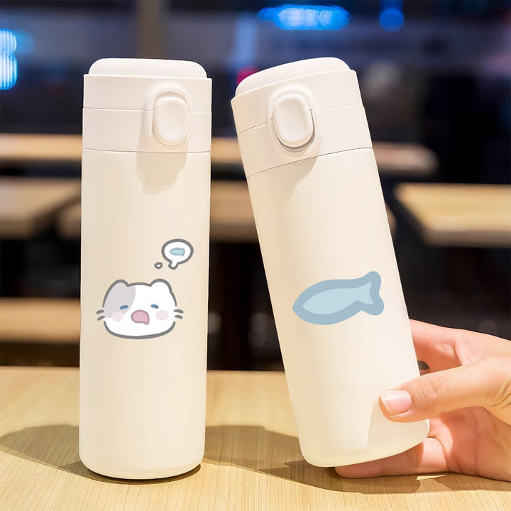 Women's insulated drinking bottle with secure flip-top lid and cute cat design Kalsten