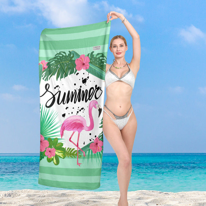 Beach towel with exquisite flamingo motif and sunset design Kalsten