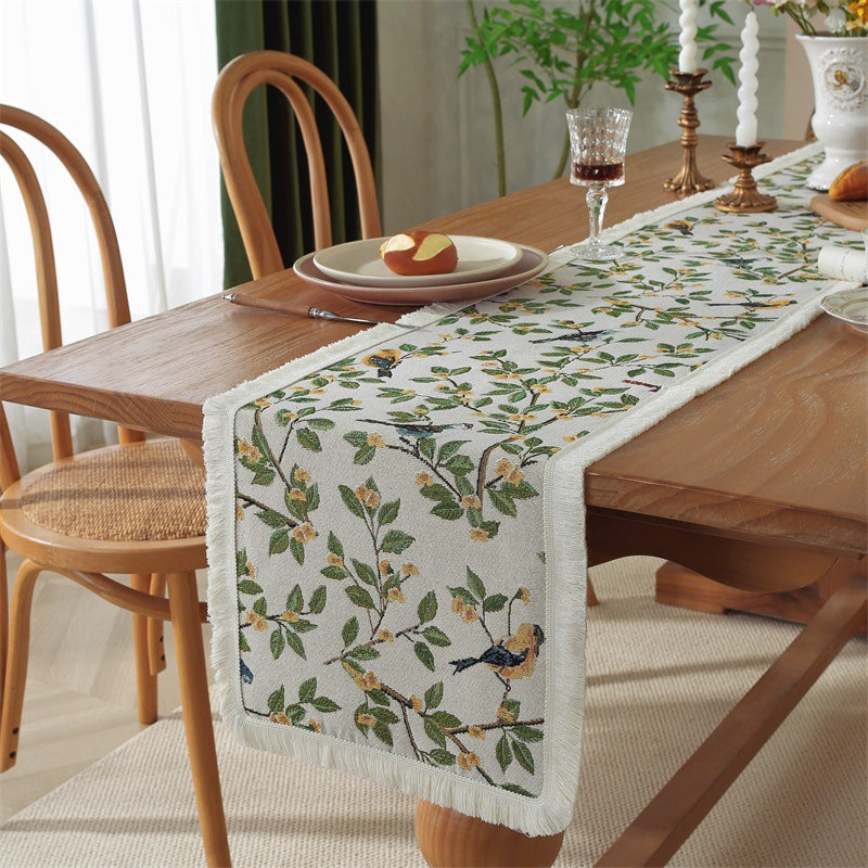 Elegant Floral Embroidered Table Runner
