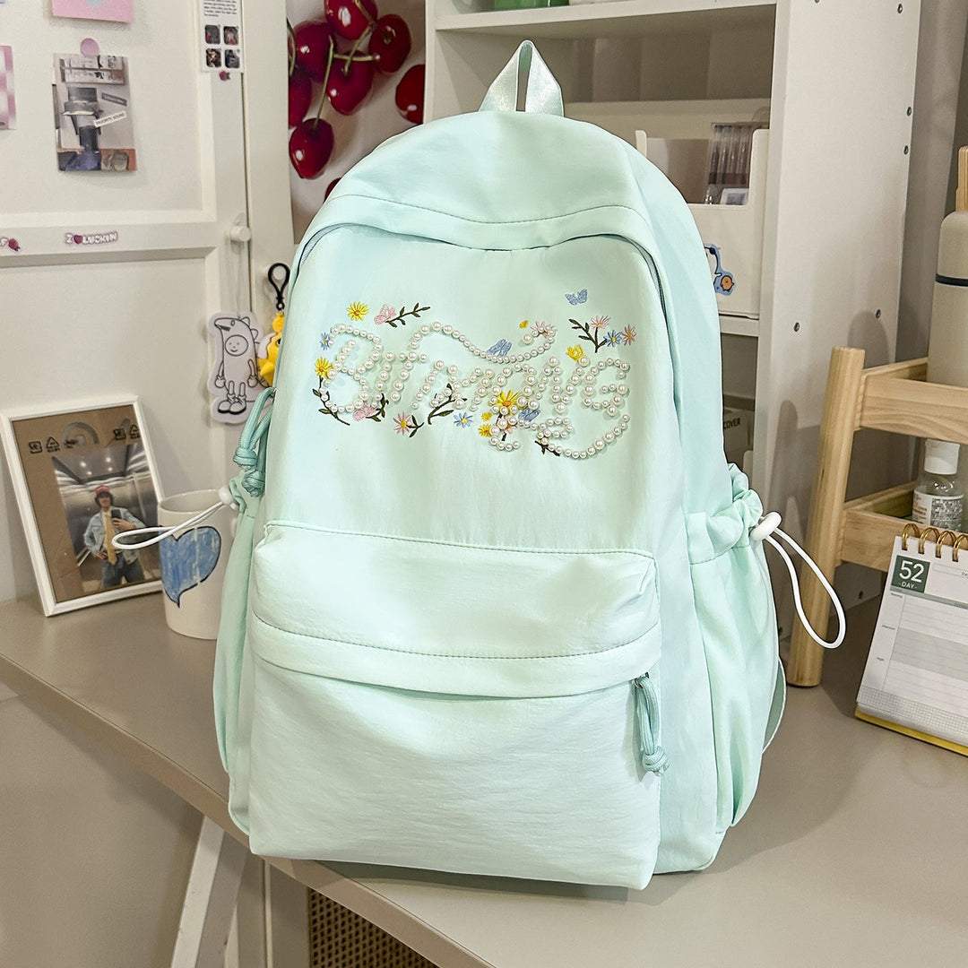 Embroidered Floral School Backpack