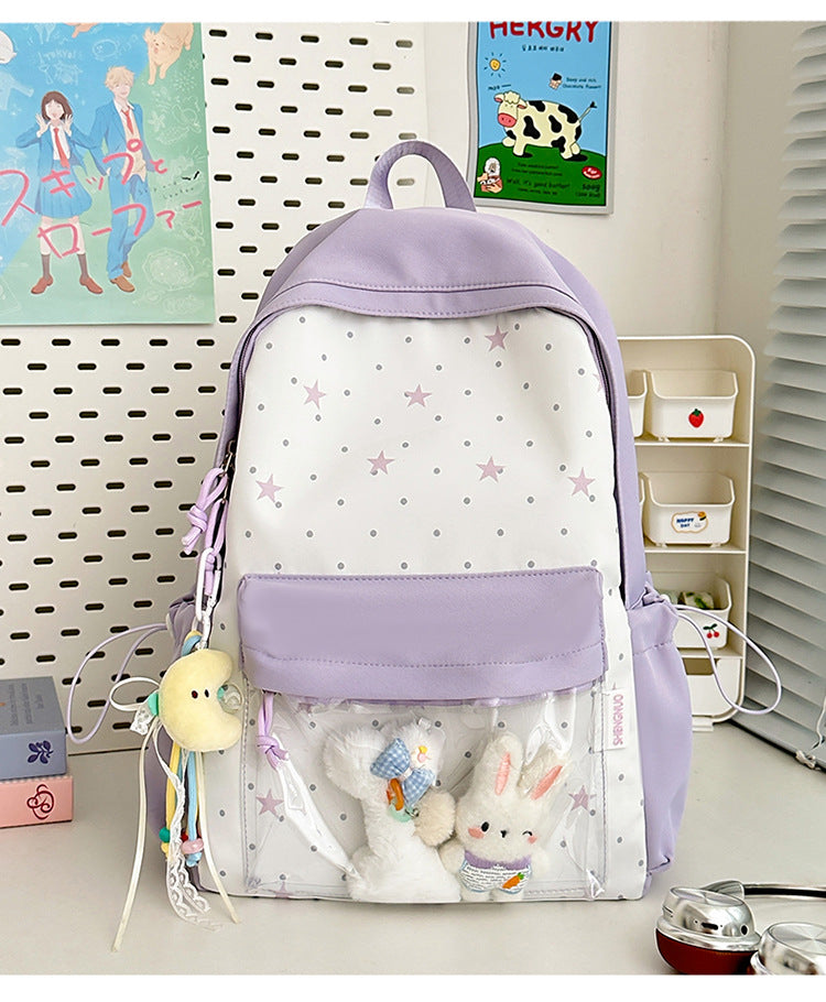 Children's Whimsical Star-Themed Transparent School Backpack