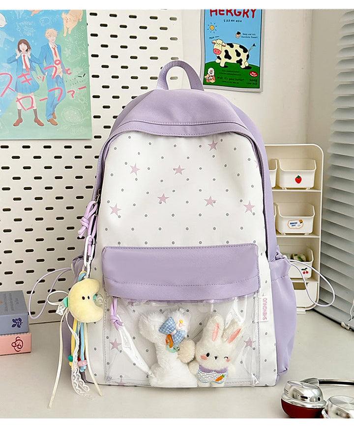 Children's Whimsical Star-Themed Transparent School Backpack