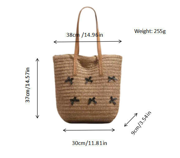 Braided Bast Bag with Decorative Bow Design Kalsten