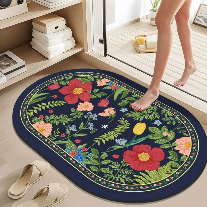 Artistic Floral Design Bath Mat