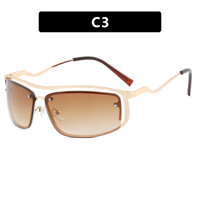 Women’s futuristic sunglasses with an elegant metal frame and high-transparent lenses Kalsten