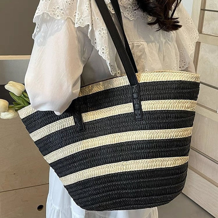 Stylish beach bag with leather handles Kalsten