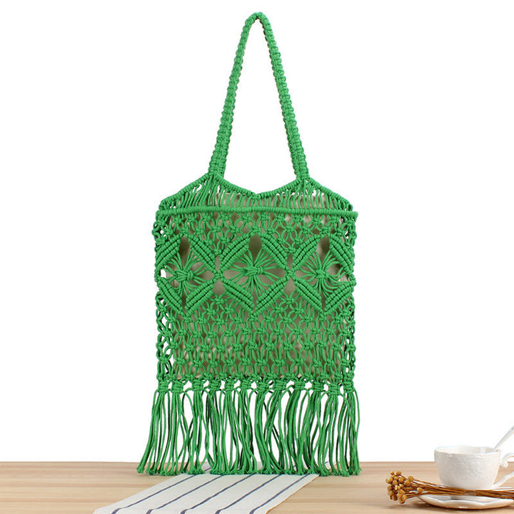 Macrame Tote Bag with Decorative Fringes Kalsten