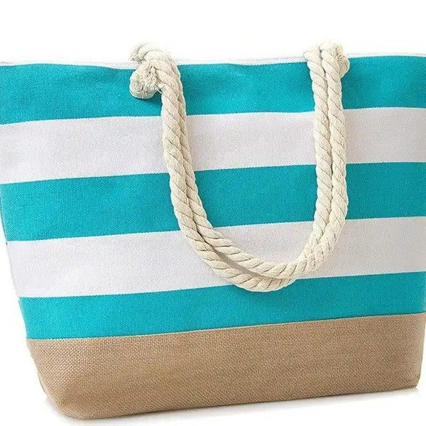 Beach bag with maritime stripes and sturdy rope handles Kalsten