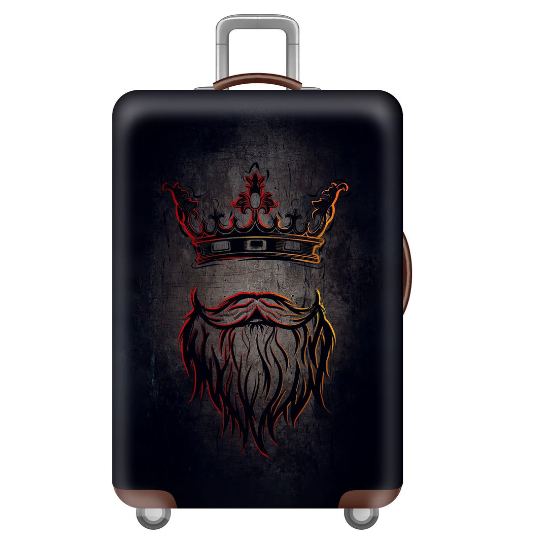 Unisex large hard shell suitcase with sturdy trolley handle and elastic motif protective cover superhero design Kalsten
