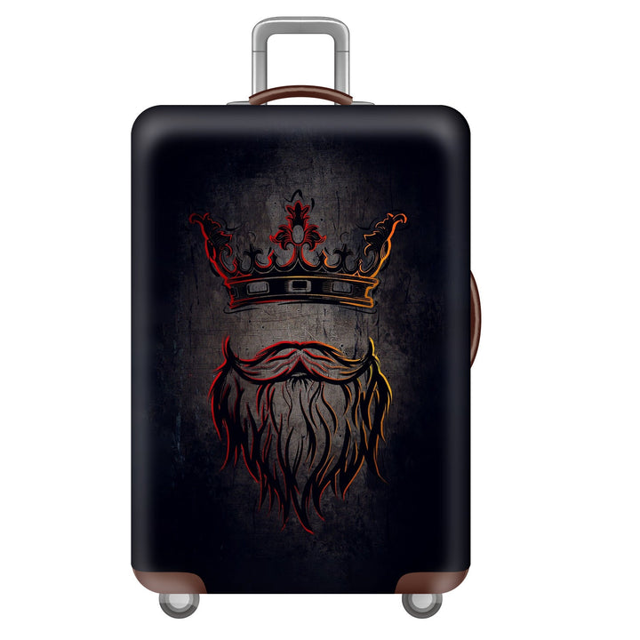 Unisex large hard shell suitcase with sturdy trolley handle and elastic motif protective cover superhero design Kalsten
